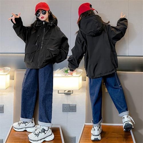 Kids Girls Cargo Hooded Jackets Long Sleeve Zip Up Multiple Picket Windproof Coats Fall Fashion Cool Thermal Windbreaker4