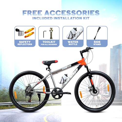 Image of Leader Vivid Creto 24T Multispeed 7 Speed Cycle for Men with Front Suspension & Dual Disc Brakes |Gear Bicycle for Boys & Girls | Ideal for 9-13 Years (Frame: 16 Inches) Mountain Bike