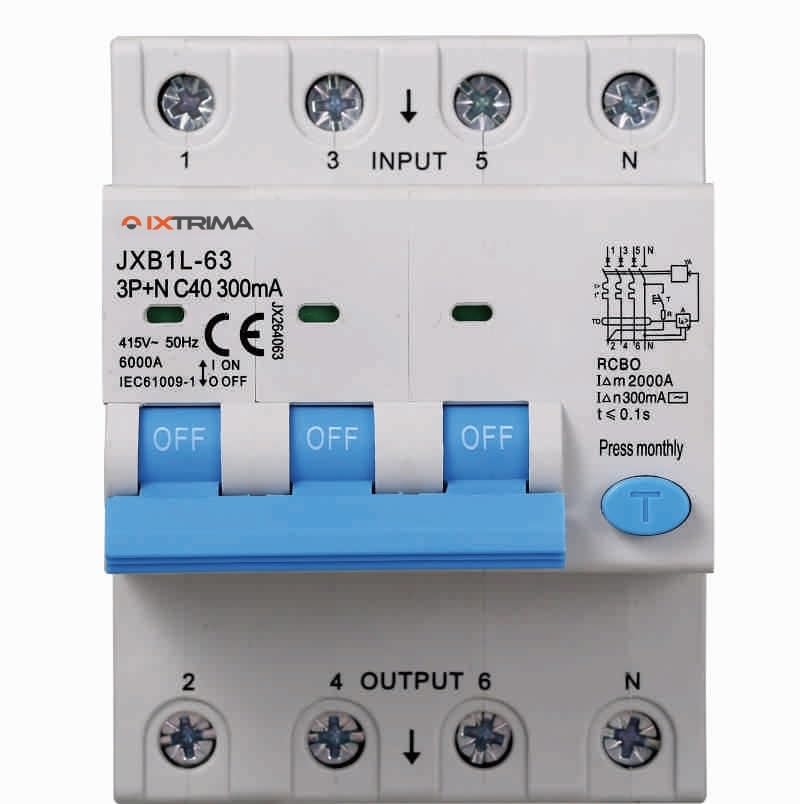 Interruttore Magnetotermico Differenziale 3P+N 40A 300mA 380V-6KA 300mA per Guida DIN - 4 Moduli DIN - Protezione Circuiti e Sicurezza Impianti