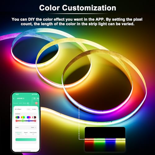 Tira LED MIWISE RGB Smart IC COB 20ft con Control APP miniatura 6