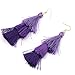 Tassel Dangle Threader Drop Earrings Ear Studs Layered Fringe Thread Hoops Linear Tribal Charms Jewelry Purple Tone