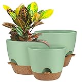 UUBEMM Macetas de riego automático con agujeros de drenaje, 10+9+8 pulgadas (verde)