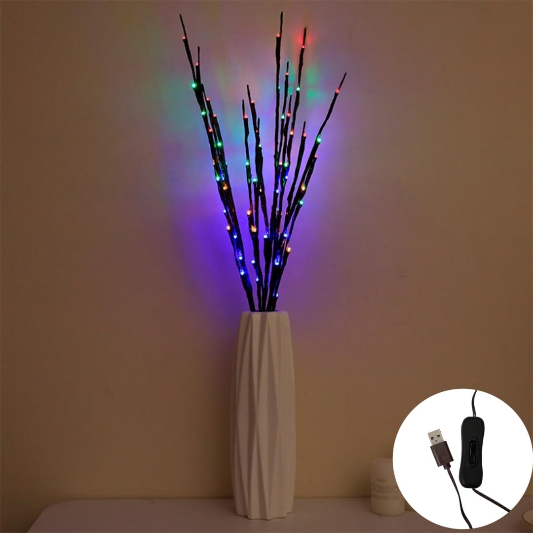 Ulalaza 77cm 6 Branches 120 LED Bulbs Twig Lamp USB Operated LED Lighted Willow Branches Vase Fillers Use for Christmas Home Party Decoration Indoor Outdoor — image 1