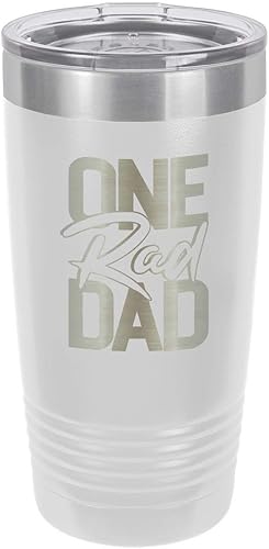 ONE RAD DAD WHITE Vaso de bebida de 20 onzas con pajita  Taza de viaje grabada con láser  Comparar con Yeti Rambler  Idea de regalo para papá para