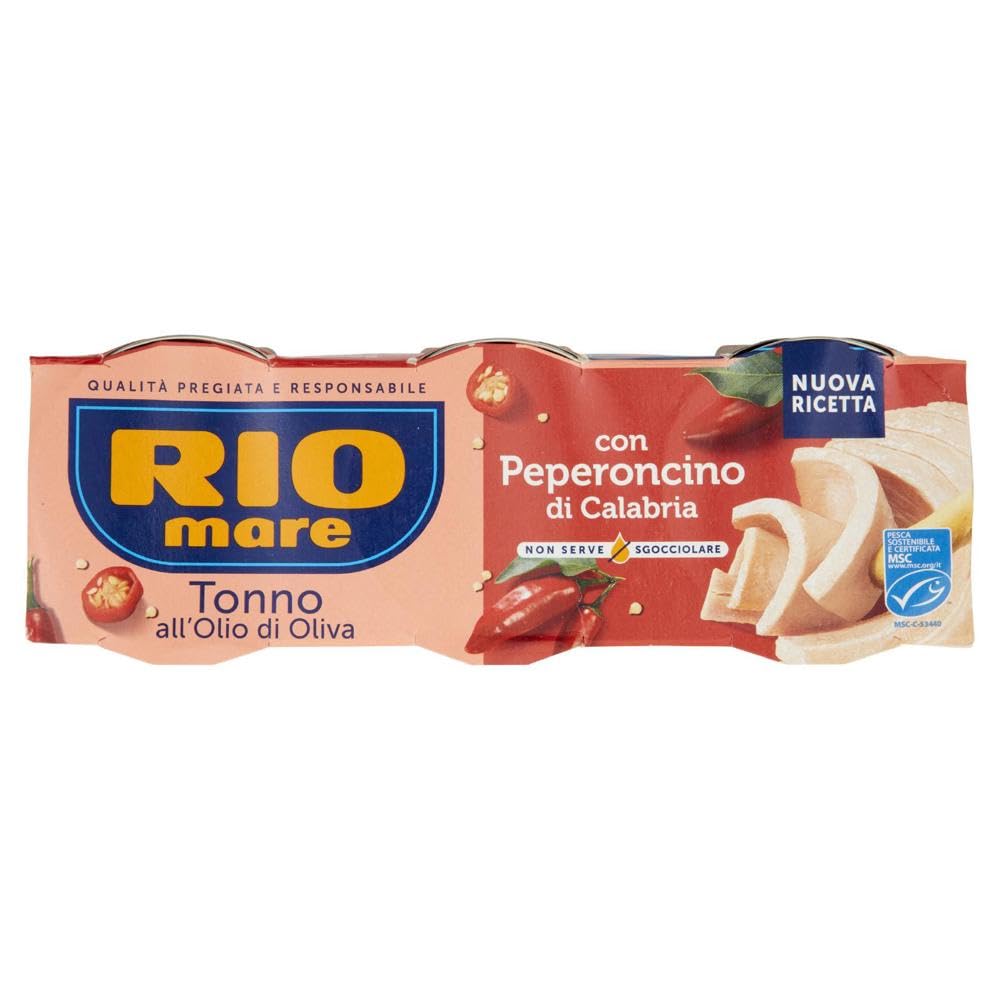 Rio Mare Thunfisch in Olivenöl mit Kalabresischer Chili, 3er Pack, je 65g, + Italian Gourmet polpa 400g