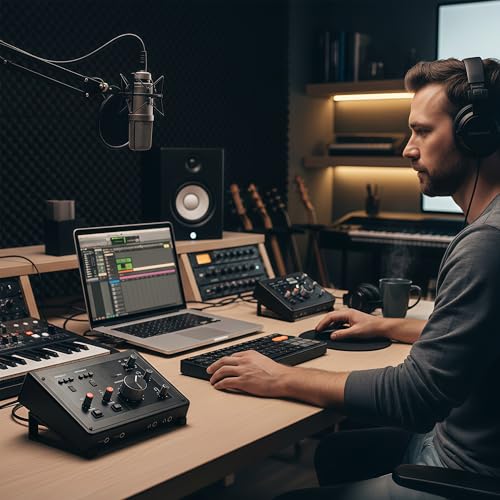 Musiin Audio Interface Stand kompatibel mit SSL2+ MK2,ID14 MK2,ID4 MK2,Apollo X4 und mehr.Kompakte,stabile Dreiecksstruktur spart Platz und sorgt für eine professionelle,stabile Aufstellung (Schwarz)