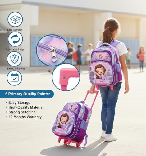 Image of ADSON 3D Embossed School Trolley Bag Large School Bag for Boy Girl, Kids School Bag, Travel Backpack for Girl Boy, Ideal for Children Trolley 16 Inch Water Resistant