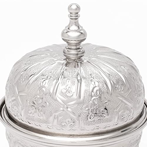 Moroccan Small Sugar Bowl Container For Tea Pot Set Handmade Brass Silver Plated Teapot Hand Carved In Fes Morocco #TOP3