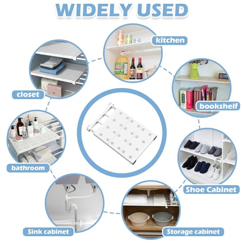Einlegeböden Kleiderschrank, 38-60cm Verstellbare Regaleinsatz für Schrank, Regaltrenner, Teleskopregal Schrankorganizer, Regal Ausziehbar für Kleiderschrank, Schrank, Küche, Badezimmer(24CM)