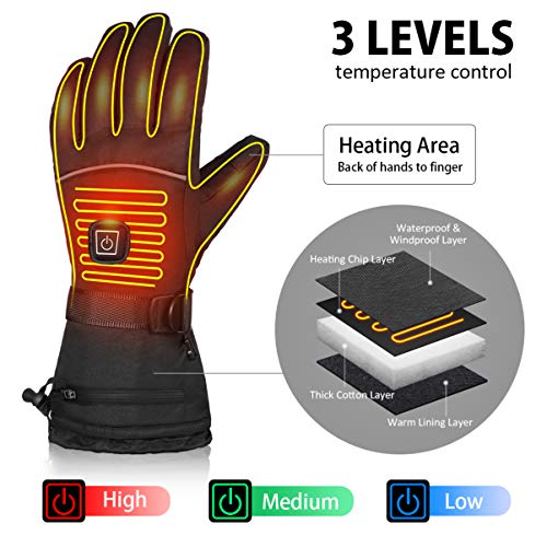 CLISPEED Winter Heated Gloves 3 Levels Temperature Control Hand Warmers Touch Screen Thermal Gloves for Skiing Cycling… - Image 3