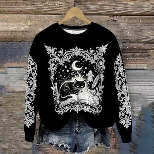 Plus Size Sweatshirt for Women Oversized Retro Halloween Graphic Sweatshirt - image 3
