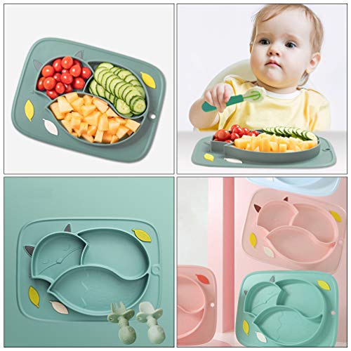 Toyvian Placa Placa Dividida Fox Forma Silicone de Sucção Do Bebê Auto Alimentação Tigela Formação A