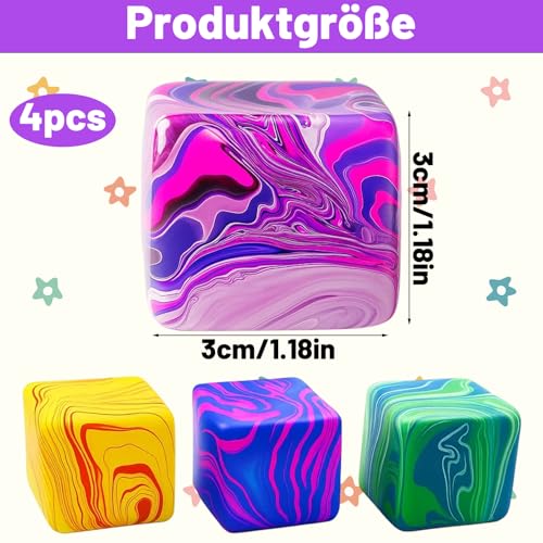 4 Stück Fidget Toys,Anti Stress Würfel,Weiche Squishy Stressball,Antistress Spielzeug, Entspannung Und Konzentration, Bunte Farben