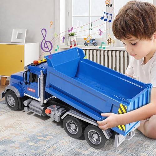 Carritos, Toy Juguete de camión volquete para niños y niñas, juguete de camión grande con sonido fresco y luz elevador, juguete artificial controlable, regalo ideal para...