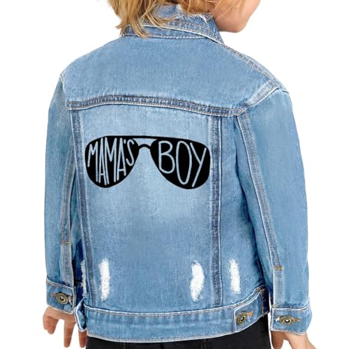 Mama's Boy Sunglasses Toddler Denim Jacket - Graphic Quote Clothing - Cute Boys' Gifts