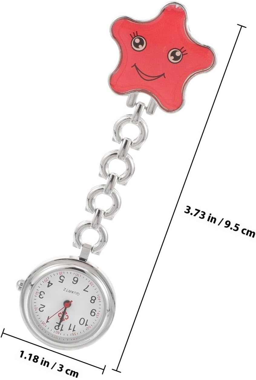 Holibanna Portable Red Nursing Pocket Watch Clip-on Design Zinc Alloy Small Watch for Women and Elderly Nurses with Cute Vintage Style