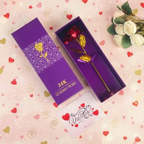 Image of Giftana Golden Red Rose with Gift Box for Girlfriend, Best Gift for Mother's Day, Valentine's Day, Anniversary & Birthday Gifts, Best Gifting Item for Wife, Boyfriend, Husband, Gift for Him & Her