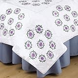 Tobin T288083 Stamped Quilt Blocks Cross Stitch Kit, 18 by 18-Inch, Floral Vine, White, 6 Per Package