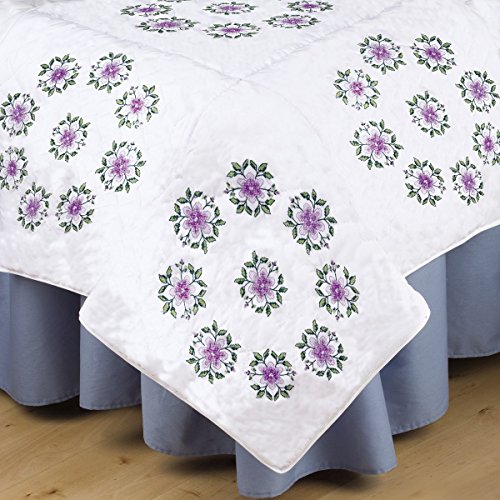 Tobin T288083 Stamped Quilt Blocks Cross Stitch Kit, 18 by 18-Inch, Floral Vine, White, 6 Per Package