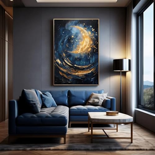 Toile murale lune abstraite impression haute définition cadre 50x70cm