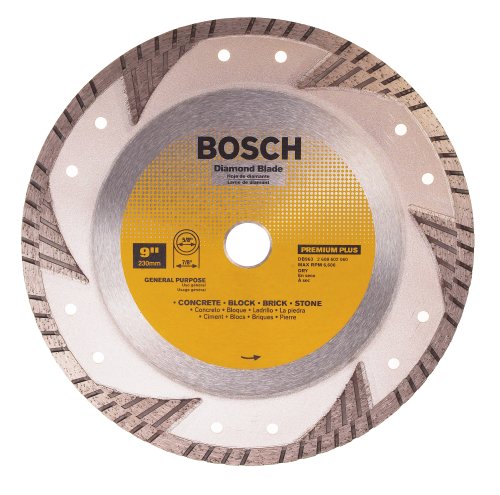 BOSCH DB963 8 in. Premium Plus Turbo Continuous Rim Diamond Blade with 7/8 in. Arbor for Dry Cutting Applications in Stone, Concrete, Brick