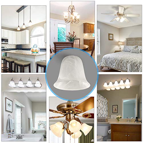 Giluta 6 Pack Bell Shaped Glass Shade Alabaster Light Fixture Shades Replacement For Ceiling Fan Light Wall Light, Lipless With 1-5/8 Inch Fitter Opening #TOP2
