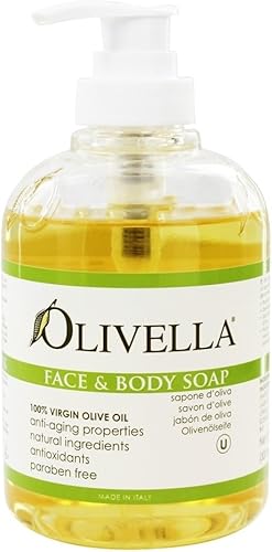Olivella Virgin Olive Oil Face and Body Liquid Soap 10.14 oz (Pack of 12)