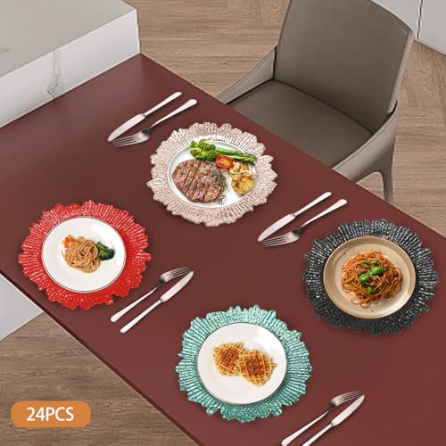 Platos cargadores plásticos Rose Gold 12.6 pulg set 24 miniatura 7