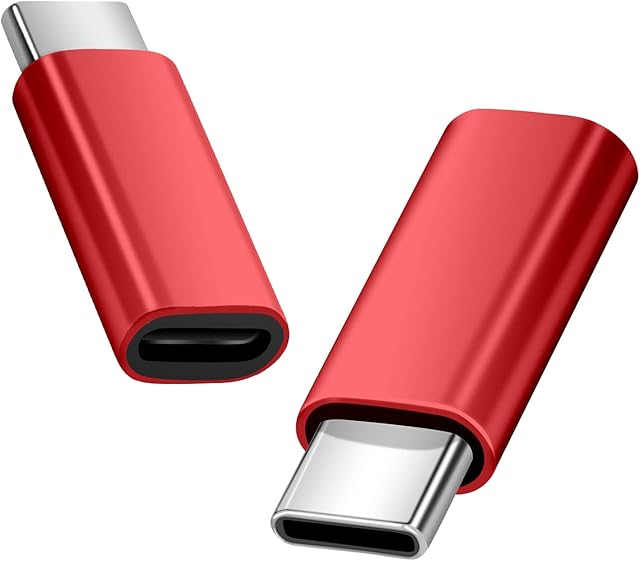 Lighting to USB C Adapter  i OS Lighting (Female) to USB Type C (Male) Adapter, Only Supports Charging Adapter Compatible for S20/21 Note 10, Pixel 4/5, Mate 30 Pro, OnePlus 8T and More (2 Pack, Red)