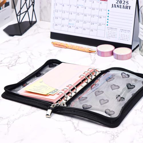 Image of Black A6 Binder Zipper Lace Lover Budget Planner Cover | 6 Rings