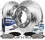 Detroit Axle - Front Drilled Rotors Ceramic Brake Pads Replacement for Ford F-250 F-350 F-450 Super Duty - 6pc Set