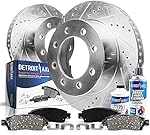 Detroit Axle - Front Drilled Rotors Ceramic Brake Pads Replacement for Ford F-250 F-350 F-450 Super Duty - 6pc Set