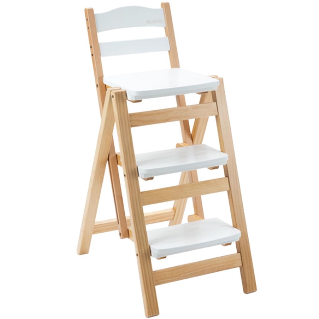 GWBoiuyQETM Multifunctional Folding Ladder Chair with Storage Rack Portable Space-Saving Home Solution