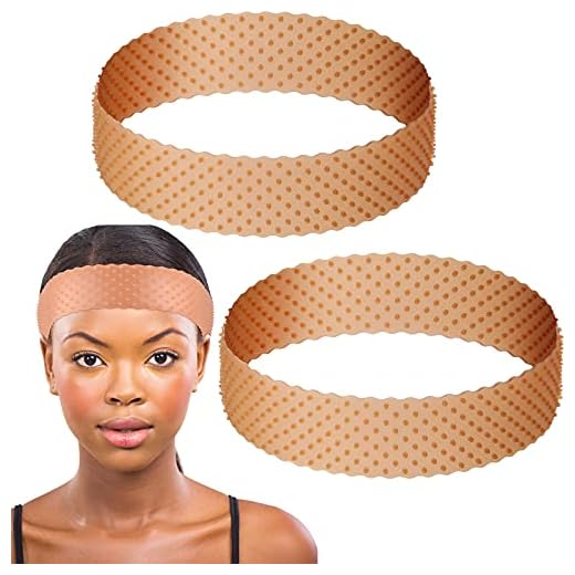 WILLBOND 2 Pieces Silicone Wig Grip Band Adjustable Silicone Wig Headband No Slip Wig Bands Seamless Wig Holder for Men Women Sports Yoga (Dark Brown)