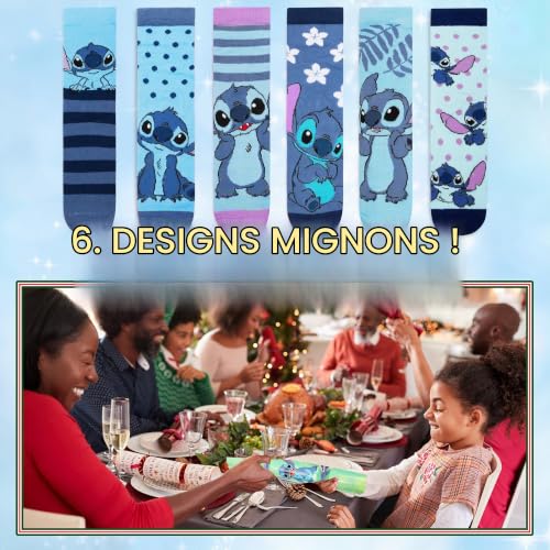 Disney Crackers de Noël Remplis Christmas Crackers Enfant Adulte avec Chaussettes Stitch Mickey Minnie Elsa Spiderman (Vert/Violet Stitch Adult) – vue 3