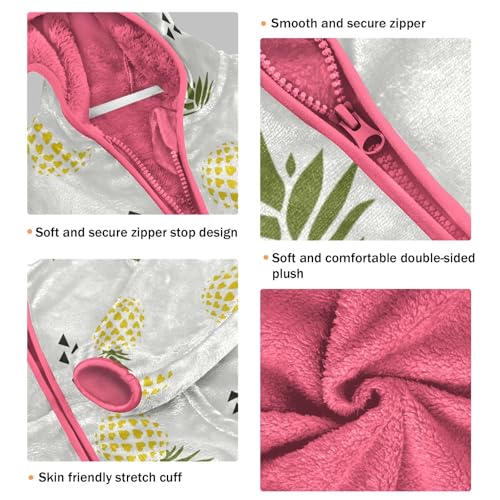 OTVEE Summer Yellow Pineapple Fruits Kids Hoodie Jacket Fall Spring Full Zip Warm Outwear Coat3