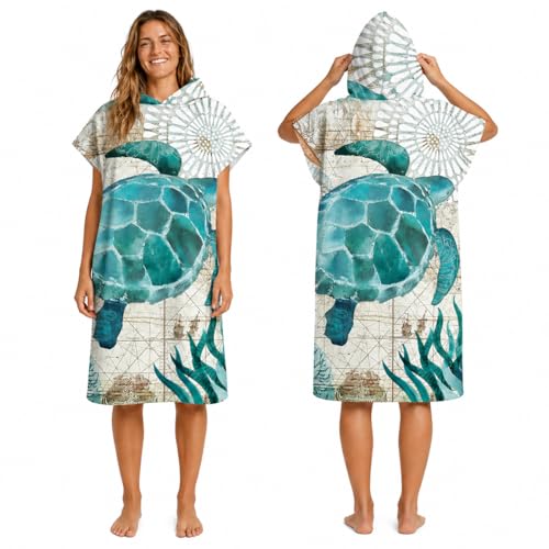 Odot Serviette Poncho de Surf, Microfibre à Séchage Rapide en Tissu Surfing Changement Robe à Capuche Poncho Plage à Langer Peignoir Natation pour Adulte...