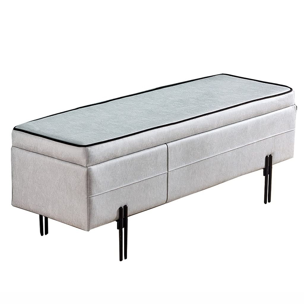 Pouf Rembourré Gris Foncé, Petit Tabouret de Lit et Repose-Pieds