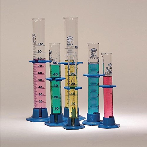50mL Glass Graduated Cylinders, Plastic Base and Bumper, case/10