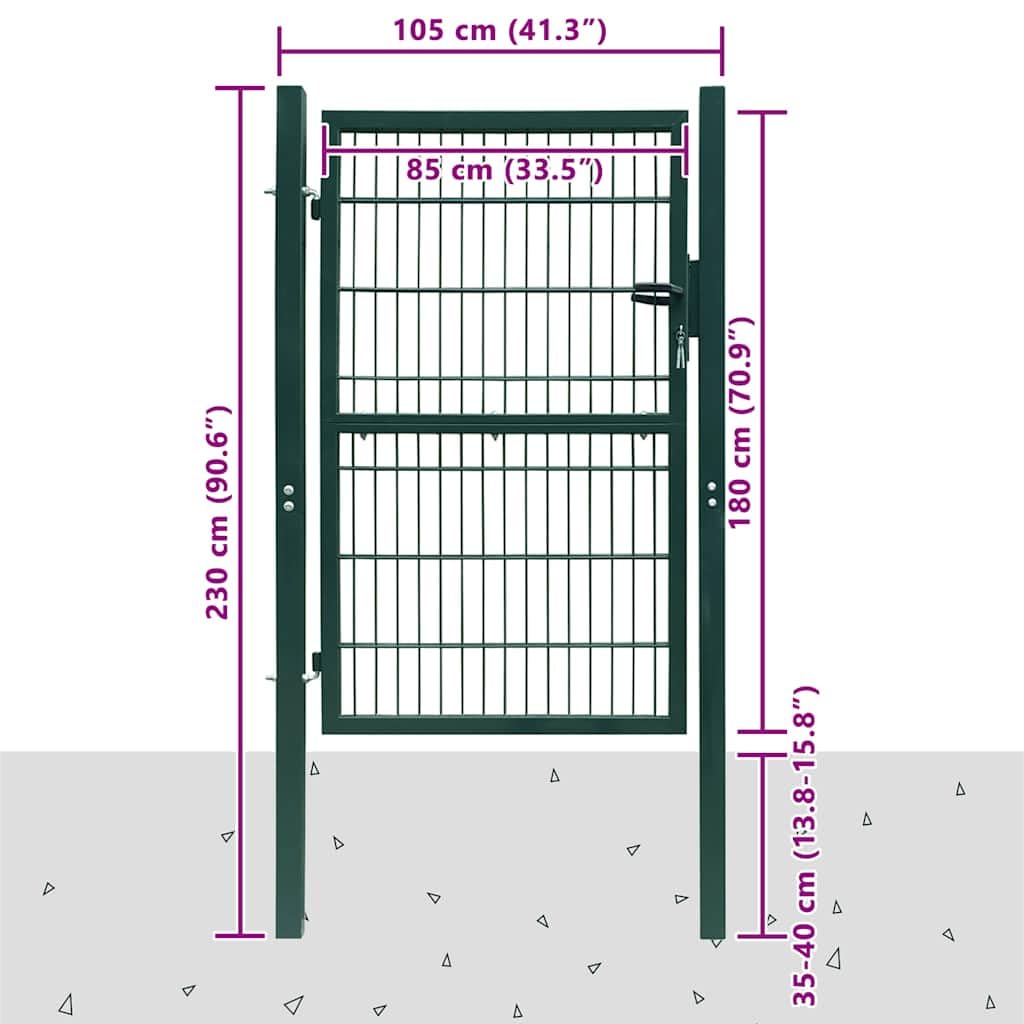 vidaXL Portillon de Jardin 2D (Simple) Acier Vert 106x230 cm Porte de Clôture