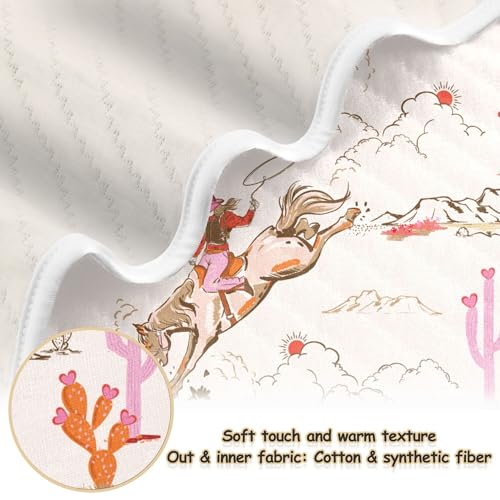 Image of Cowgirl Western American Baby Blankets Soft Warm Crib Stroller Blanket for Toddler Newborn Girls Boys 30x40in