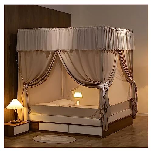 Moustiquaire de lit 150x200 acier inoxydable avec fermeture éclair marron