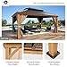 YOLENY 12'x16' Hardtop Gazebo, Wood Grain Aluminum Frame Outdoor Gazebo with Double Galvanized Steel Roof, Permanent Metal Pavilion with Curtains and Nettings for Patio, Backyard, Deck and Lawns