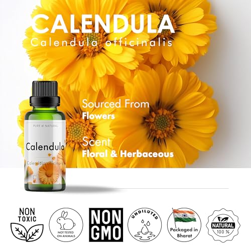 Image of Esslux Calendula Essential Oil - 100% Pure Natural Calendula Oil for Skin Care & Aromatherapy | Soothing & Nourishing Oil for Diffuser, Massage & DIY Projects - Therapeutic Grade - 120 ML