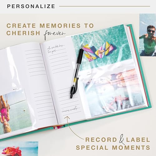 Image of MCS Far and Away Mint Photo Album Holds 200 4x6 Photos with Memo Space, Clear Side-Loading Pockets - Scrapbook Style Keepsake for Vacations & More - A Thoughtful Gift