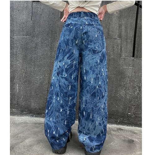 Betadog Girls High Waisted Cargo Jeans Straight Wide Leg Baggy Jeans Loose Denim Cargo Pants Trousers4