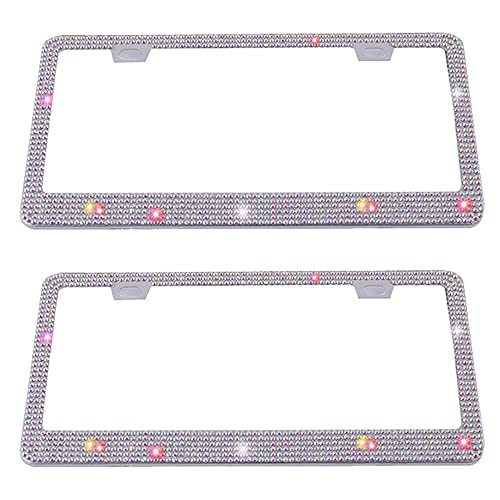2pcs Personalised Cute Car License Number Plate Surround Frame Protect Colorful