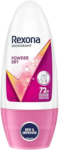 Rexona Powder Dry Underarm Roll On Deodorant For Women, Antiperspirant, Removes Odour, Keeps Skin Fresh & Clean, Alcohol Free, Skin Friendly, 50ml