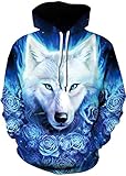 Panozon - Sudadera de manga larga unisex con capucha 3D y estampado casual de animales,...