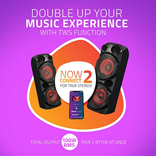 Image of Artis BT700 Wireless Bluetooth Super Bass Portable Party Speaker with RGB Lights, Wireless Mic, Remote Control, FM Radio & Aux in /USB /TF Card Reader Input (50W RMS Output)